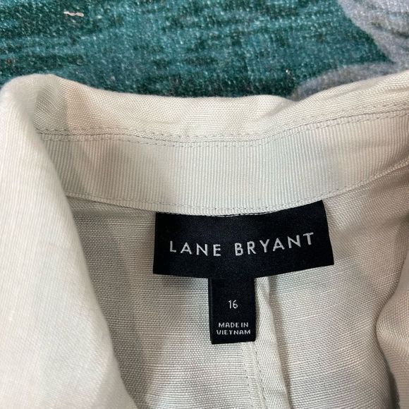 Lane Bryant Womens Belted Linen Jacket Sz 16 Utility Unstructured Beige Relaxed - Picture 3 of 16